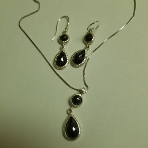 Sterling silver set Necklace & Earrings black